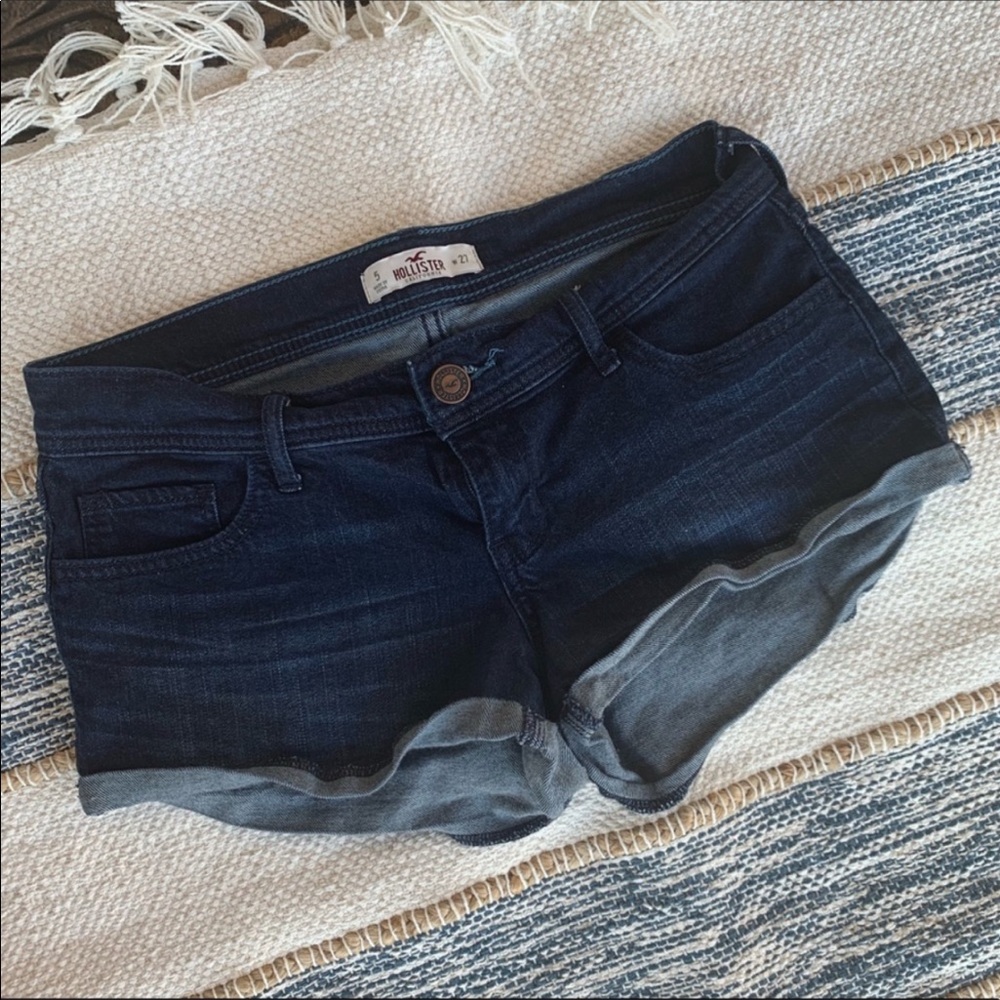 Hollister Cuffed Dark Wash Denim Shorts 5